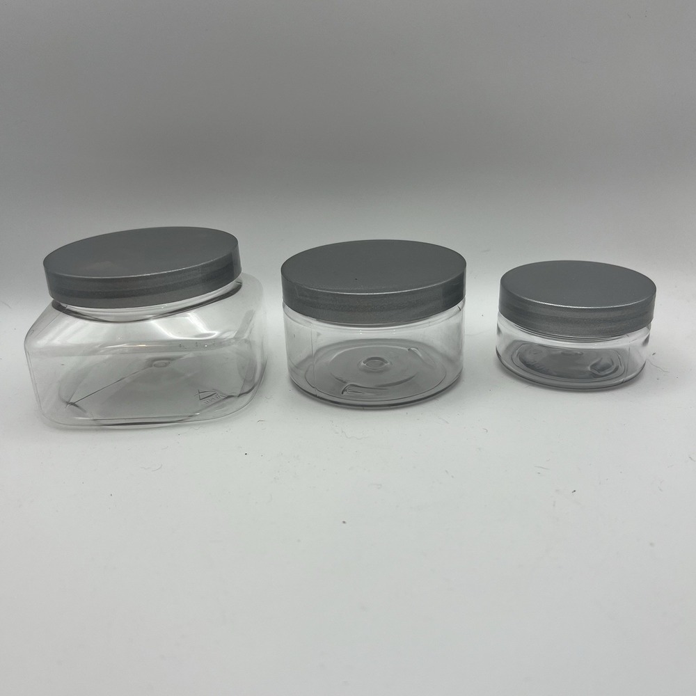 3-Piece Leak-Proof Round Travel Jars Makeup & Beauty Essentials 2oz 4oz 8oz